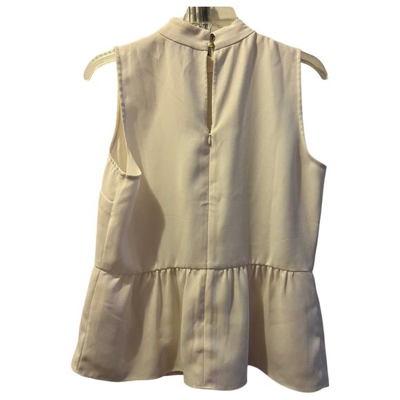 J.Crew Women's White High Neck Peplum Blouse Sleeveless Top with Collar Detail - Picture 5 of 7